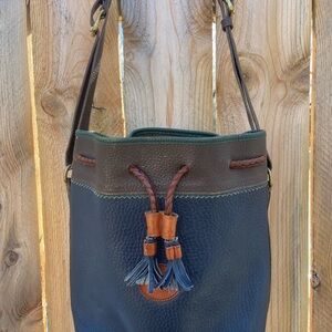 Vintage Dooney and Bourke Two-Tone Leather Bucket Bag